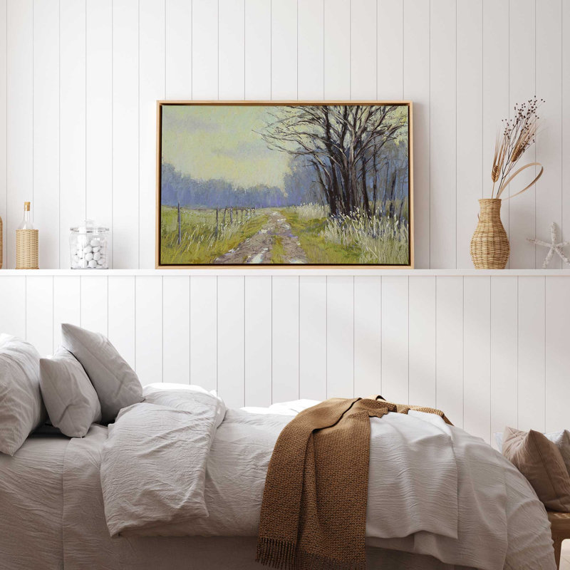 Impression de printemps sur toile par Carol Strock Wasson, Cadre américain en érable flottant, H 22 po x l 32 po x P 1,75 po