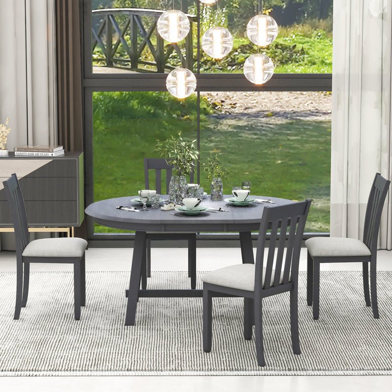 Table de salle à manger extensible pour 4, 5 personnes, gris, ambiance chaleureuse pour 4, 5, option d'espace