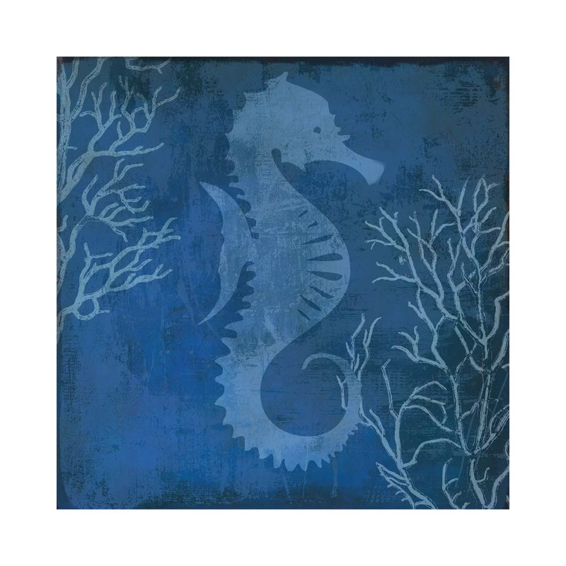 Navy Sea Horse by PI Studio - Wrapped Canvas Print, 30.48 cm H x 30.48 cm W