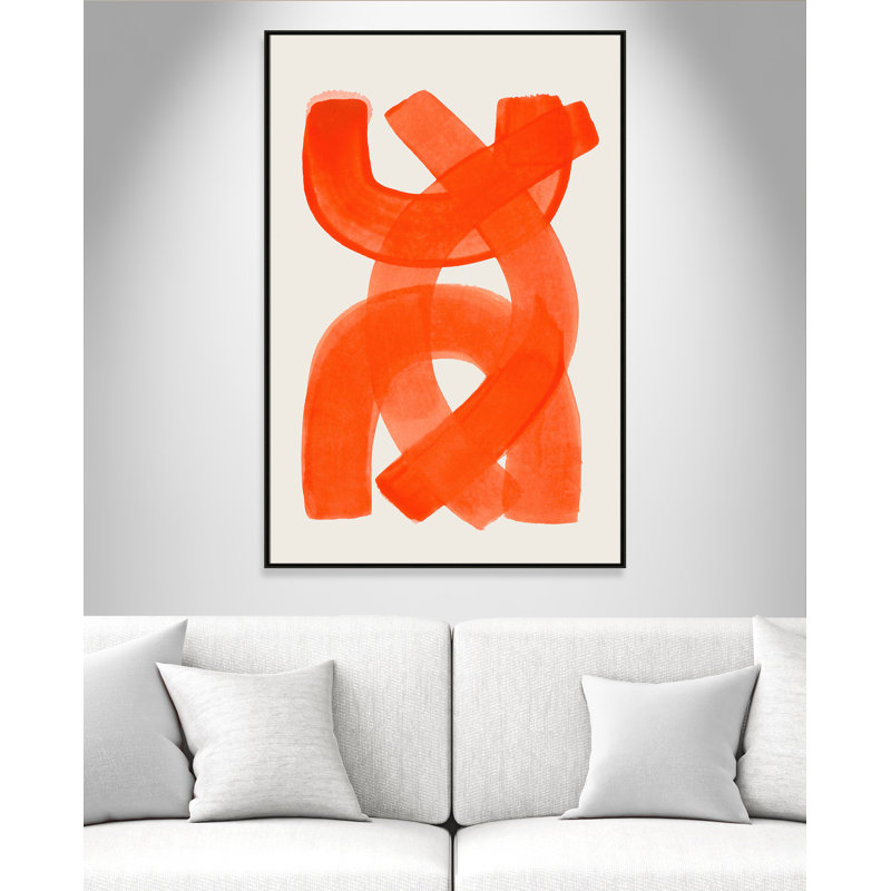 «Orange Strokes Print» par Haniff, Toile avec cadre, 41.5'' W x 61.5'' H, Flottant espresso