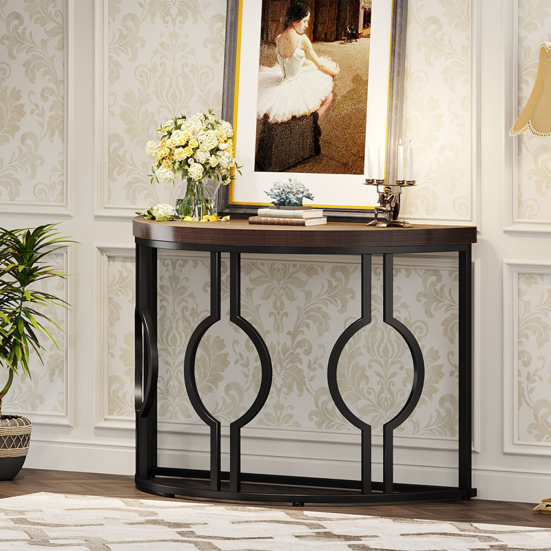 Adellyn 43.3'' Console Table, Rustic Brown/Black