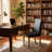 Upholstered Dining Chair, Black Faux Leather Side Chair, Armless Modern Kitchen Chair with Solid Wood Legs-1293944413