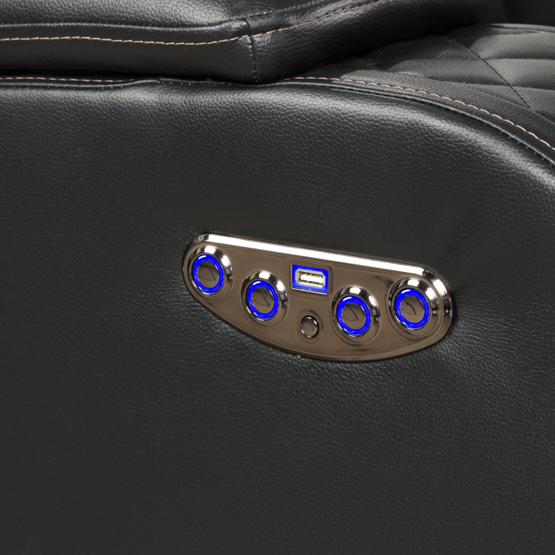 Power Reclining Loveseat With Faux Leather, LED Lights, Bluetooth Speaker, And USB Charging Port For Ultimate Comfort, Recliner