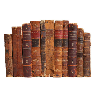 Livres décoratifs - Ensemble de livres en cuir vieilli rétro - 1 pied de livres bruns