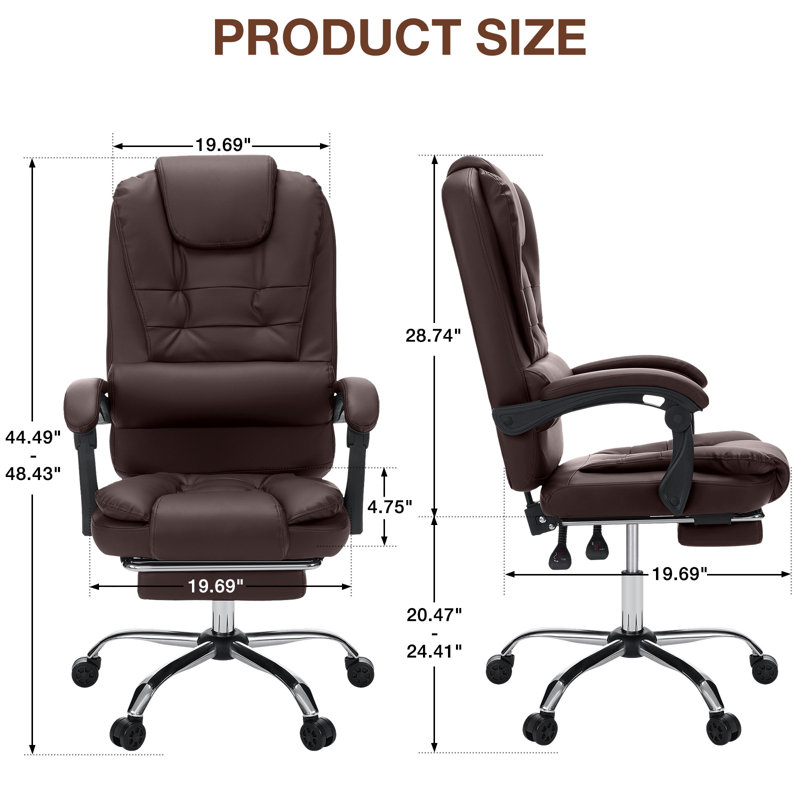 Fauteuil de bureau ergonomique avec repose-pieds Markisha, Brun