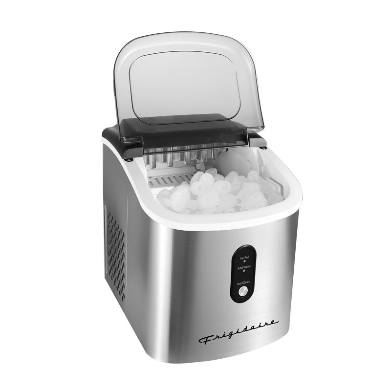 Machine à glaçons de comptoir rétro avec fonction autonettoyante 26 lb Frigidaire, glace en forme de balle, acier inoxydable