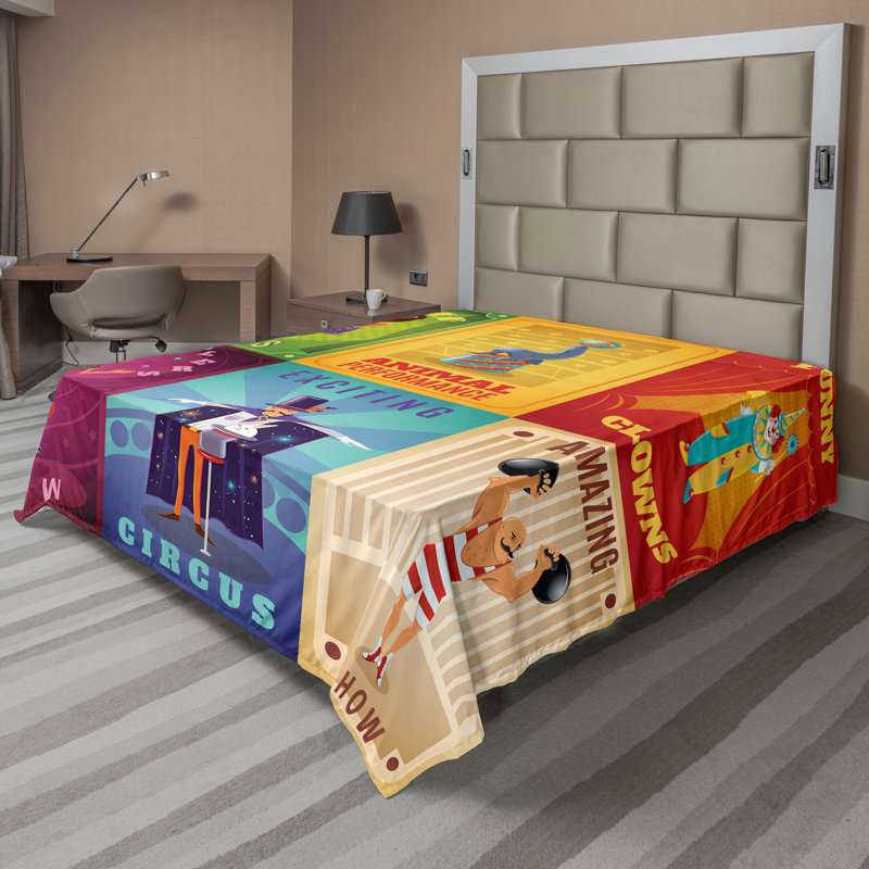 Multicolore Ambesonne, Drap plat pour très grand lit californien