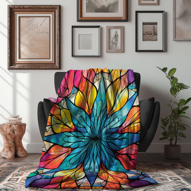 Glass Panel Patterns - 1 Piece Premium Sherpa Blanket, Queen
