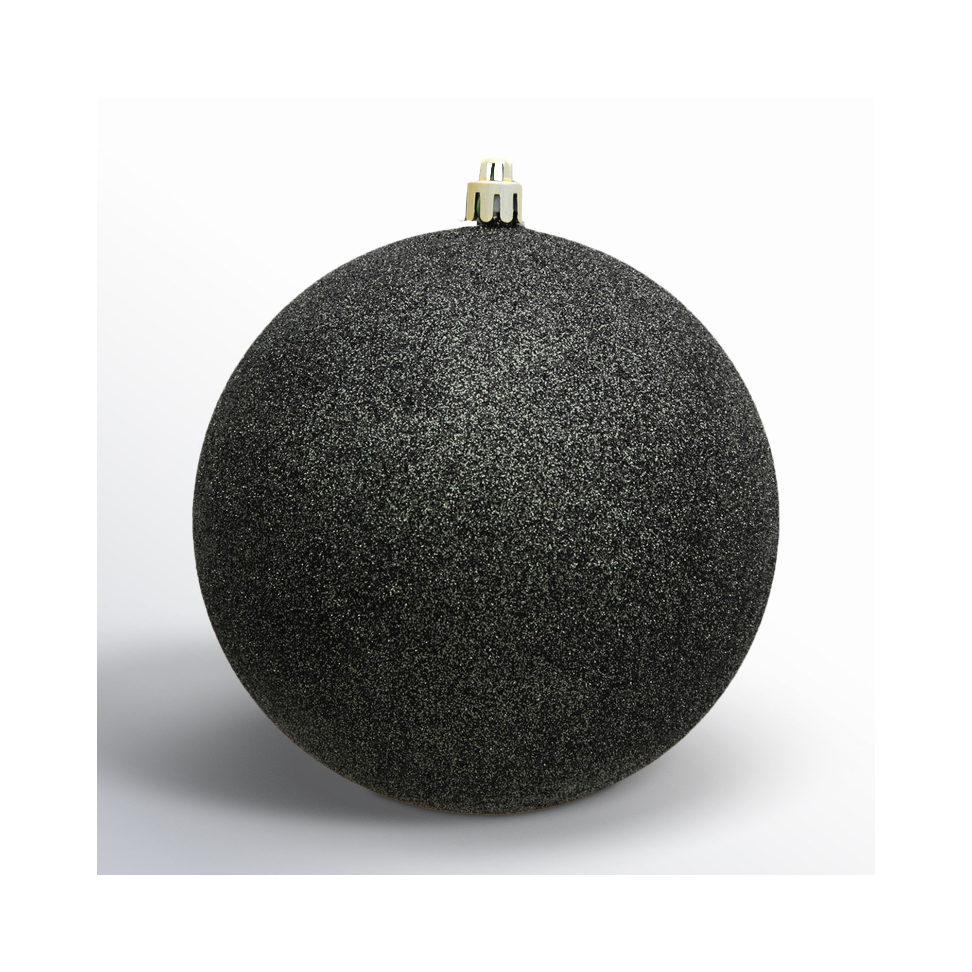 Holiday Décor Ball Ornament, Gunmetal Glitter, 3" H x 3" W x 3" D
