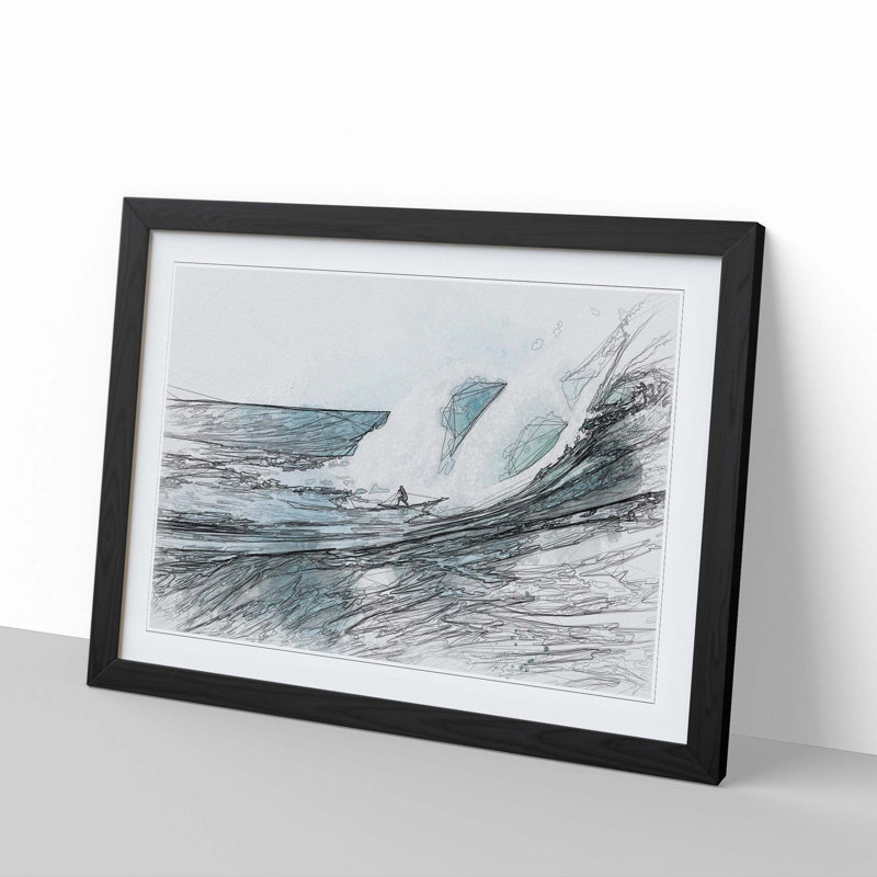 Surfs up in Abstract - Framed Print, 62cm H x 87cm W x 2cm D, Black Framed