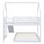 Lit superposé simple au dessus d'une maison double avec glissière et échelle intégrée, structure en bois massif, blanc-120034349
