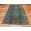 Original Hand Knotted Traditional Pattern Teal Wool and Cotton Rug