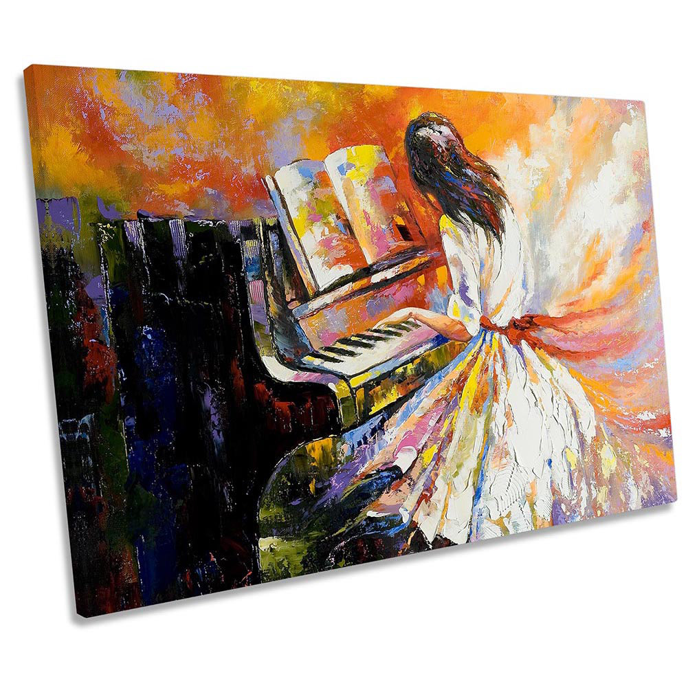 Rosalind Wheeler Piano Girl Dress Woman Music CANVAS WALL ARTWORK Print ...