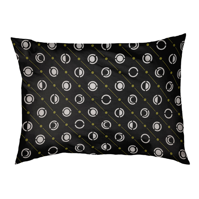 Coussin intérieur pour chien moon phases Chenault, Grand (l 50 po x P 7 po x H 40 po), Jaune / Gris