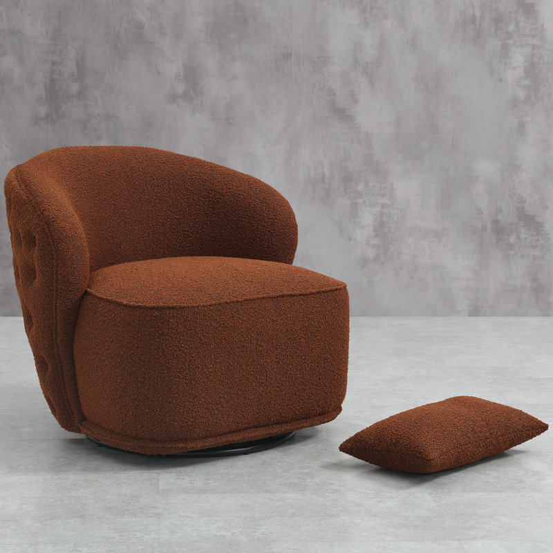 Fauteuil demi-tonneau pivotant 33 po Iyoni, Mélange de polyester brun clair