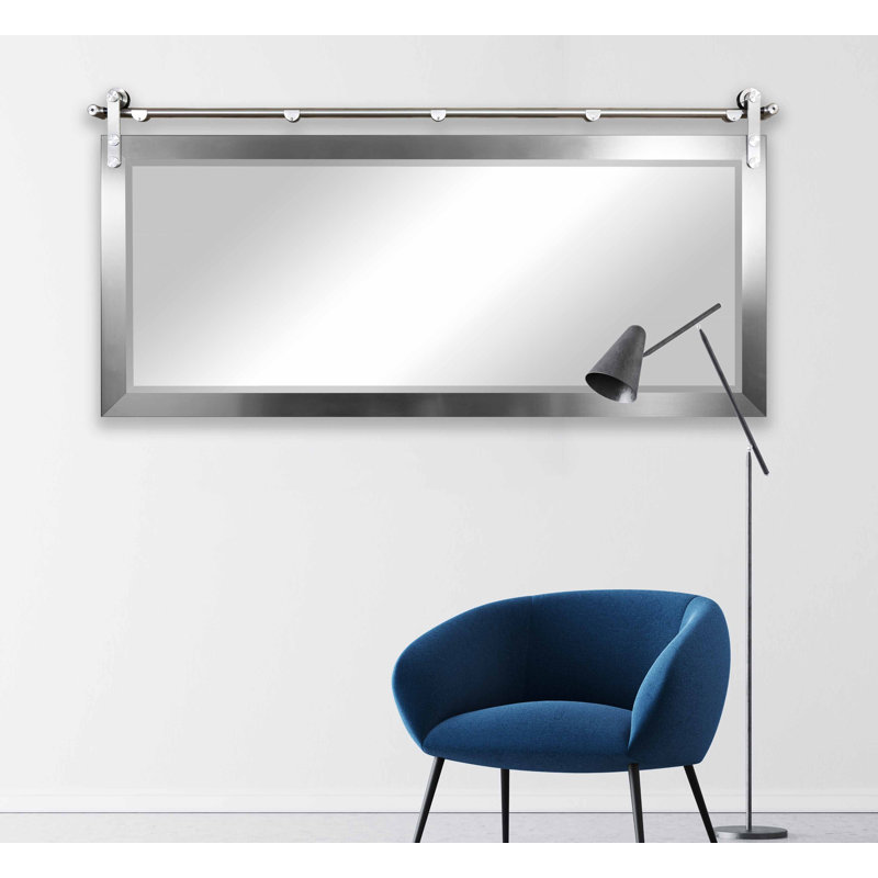 Karlyn Engineered Wood Flat Mirror, Silver , 32" H x 65.50" W x 0.75" D