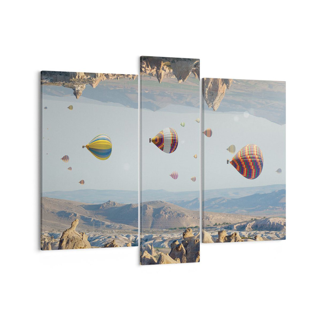 3-tlg. Leinwandbilder-Set Surrealism Flight Balloons