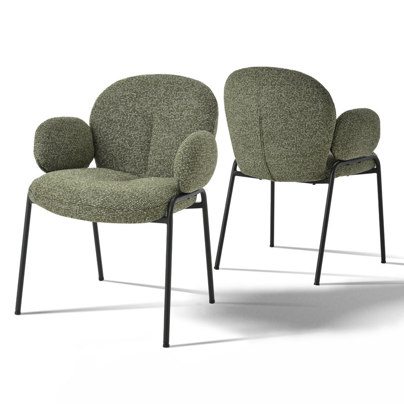 Anston 46cm H Linen Upholstered Metal Upholstered Back Armchair, Green Linen