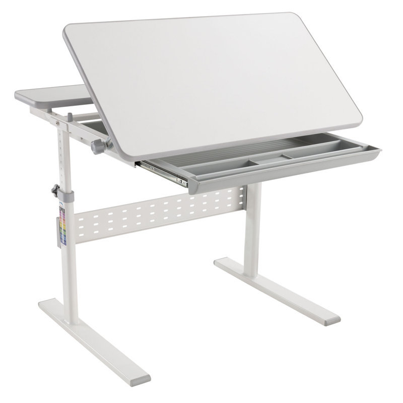 Mount-It! Height Adjustable Desk for Kids, Children's Workstation with Tilting Desktop and Drawer