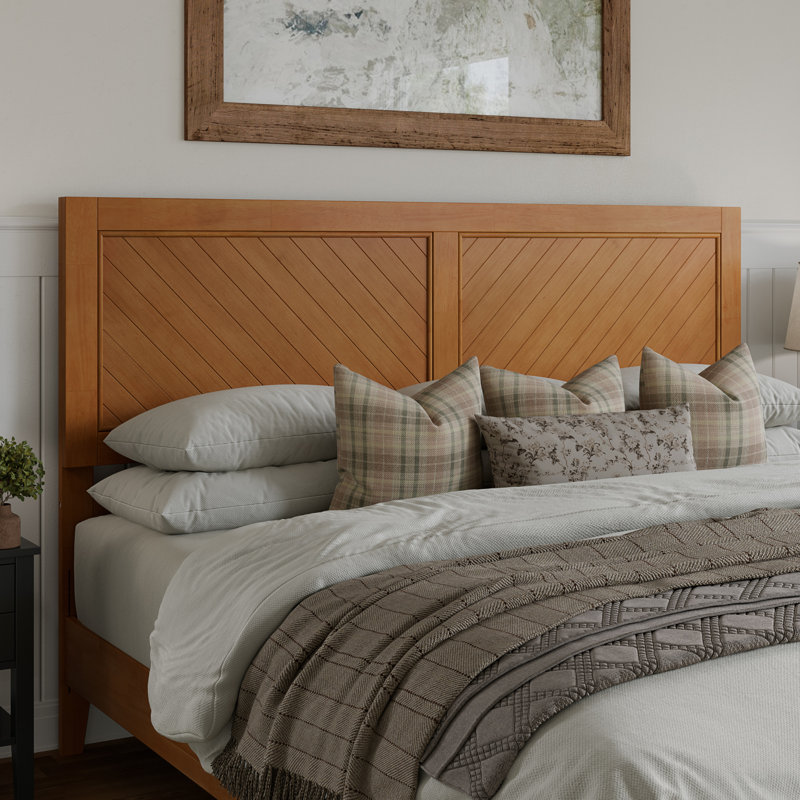 Lit plateforme en bois massif Jeinny, Caramel clair, King
