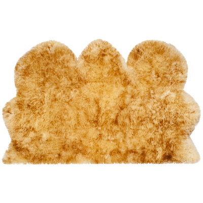 Tapis en peau de mouton 121 couleur champagne / brun cuivré