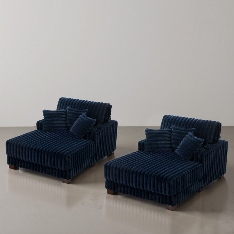 Upholstered Chaise Lounge, Navy