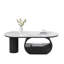 Table basse ovale de luxe moderne, table basse de 47,24 po avec tiroir de rangement, plateau en faux marbre, table centrale en métal pour le salon-129682206