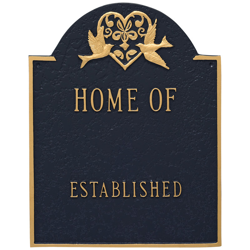 Plaque d'adresse murale sur 4 lignes, Bleu marine / doré, Oui