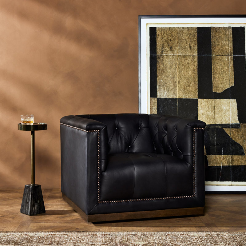 Maxx Swivel Chair, Heirloom Black Leather