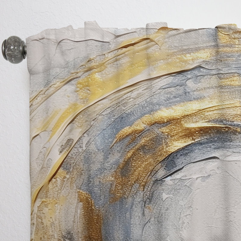 Or et bleu Vibrant Spirals IV - Rideau moderne - Velours obscurcissant - 1 panneau, L 52 po x L 90 po