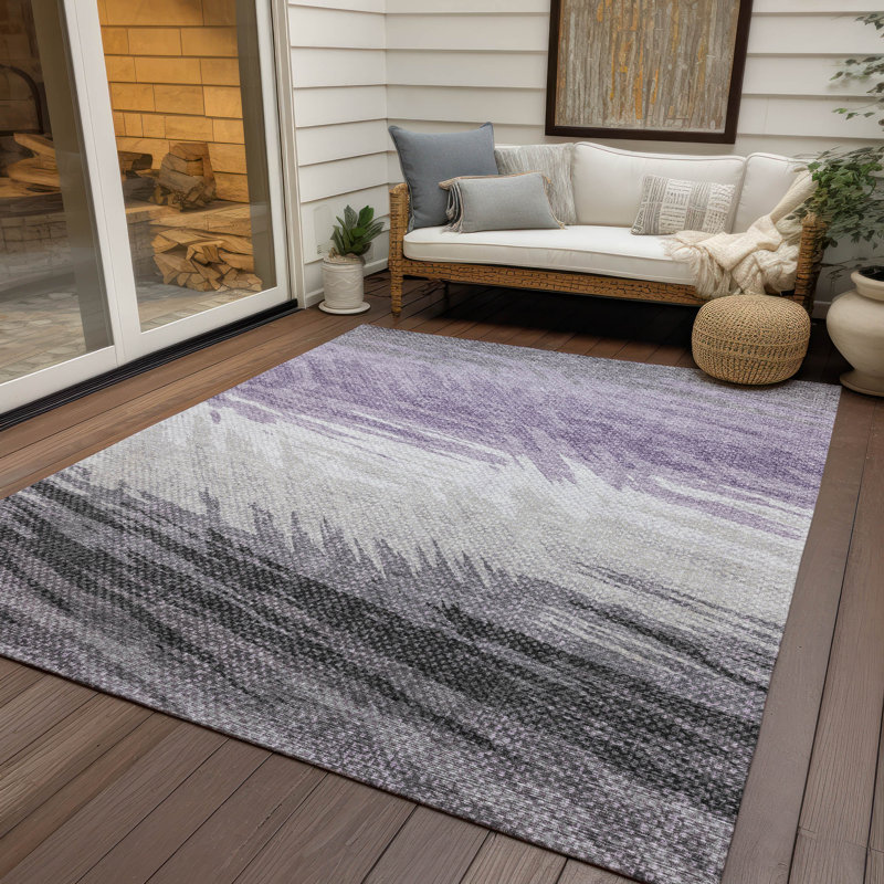 Machine Washable Indoor/Outdoor Huseby ACN2272 Stripes Rug, Rectangle 8' x 10'