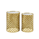 Arrieanna Gold Metal Cut Out Nesting End Table with Mirror Top