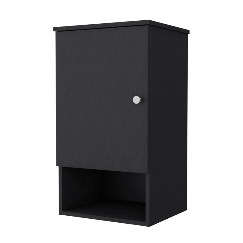 Armoire à pharmacie noire pour salle de bain avec une porte et des tablettes fonctionnelles, Noir