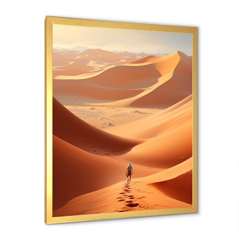 «Desert Sahara Landscape II», reproduction sur toile, Cadre doré simple, H 40 po x l 30 po x P 1,5 po