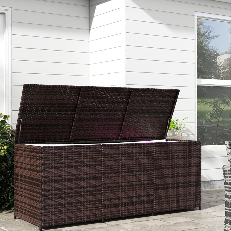 Pe Outdoor Box - 175 Gallon Storage With Inner Liner For Patio Furniture Cushions Mixed Brown Deck