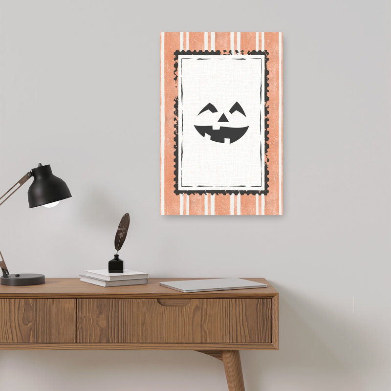 Tampon citrouille d'Halloween, affiche murale contemporaine d'automne, H 18 po x l 12 po