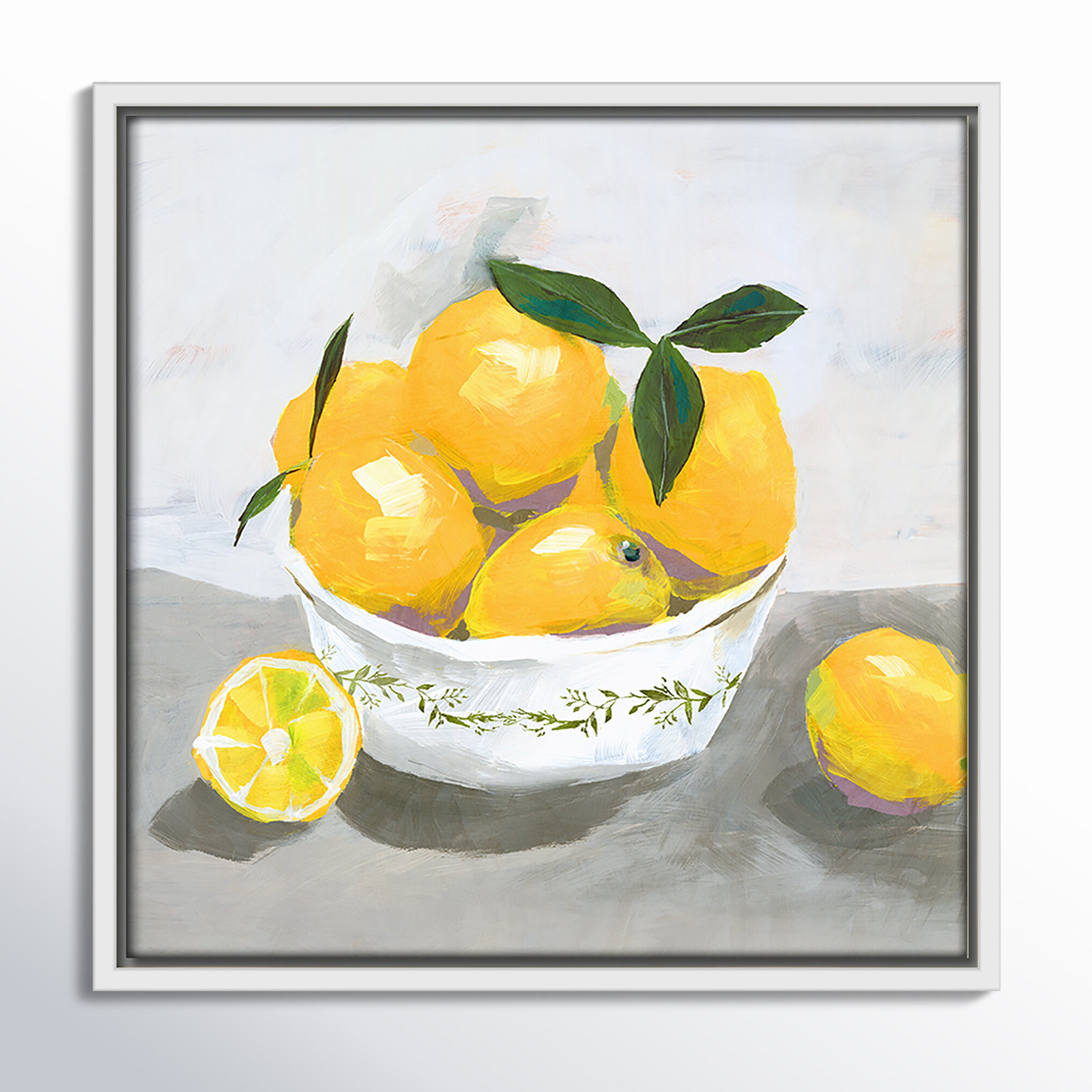 Hayons "Lemons" Painting by Isabelle Z, 13.5" H x 13.5" W x 2" D, White Framed Canvas
