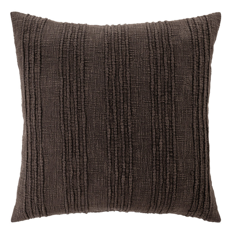 Coussin en coton Gratitude, Ganache brune, Carré 22 po
