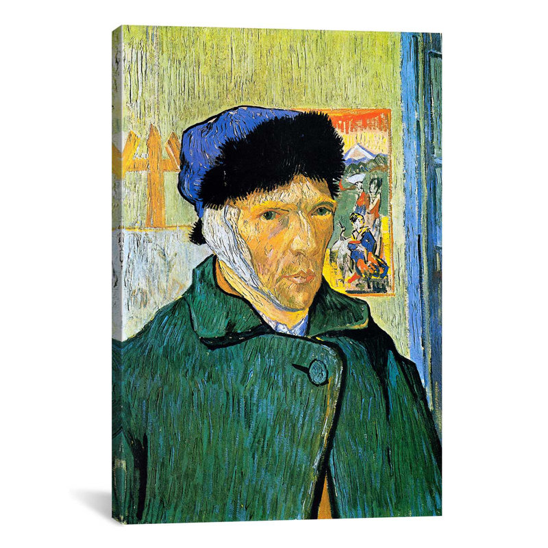 " Self-Portrait With Bandaged Ear " by Vincent Van Gogh, 26" H x 18" W x 1.5" D