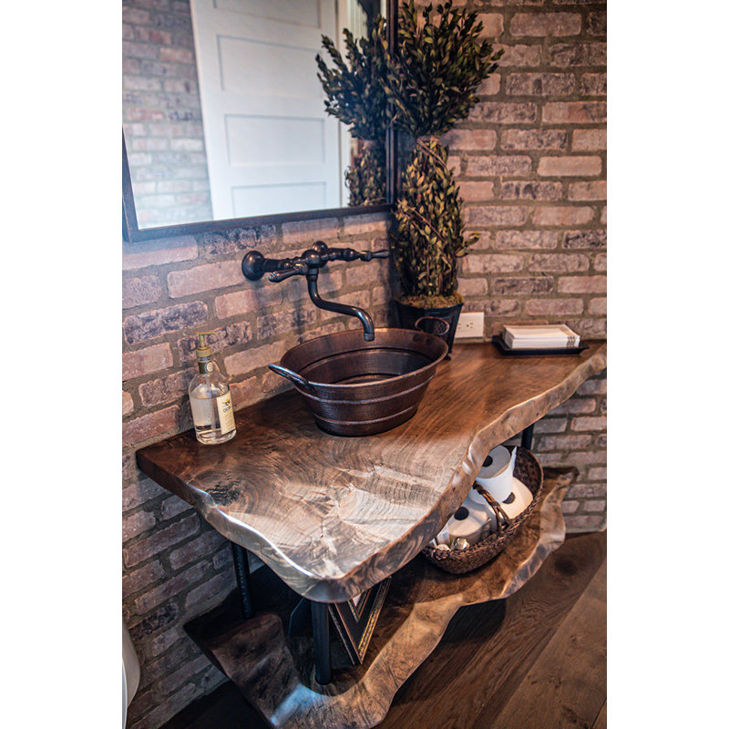 16" Oval Hammered Copper Sink with Oil Rubbed Bronze Finish