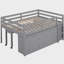 Lit mezzanine double avec bureau réglable et 4 tiroirs, lit mezzanine en bois avec bureau portatif latéral et tablette, gris-121069903-121069906