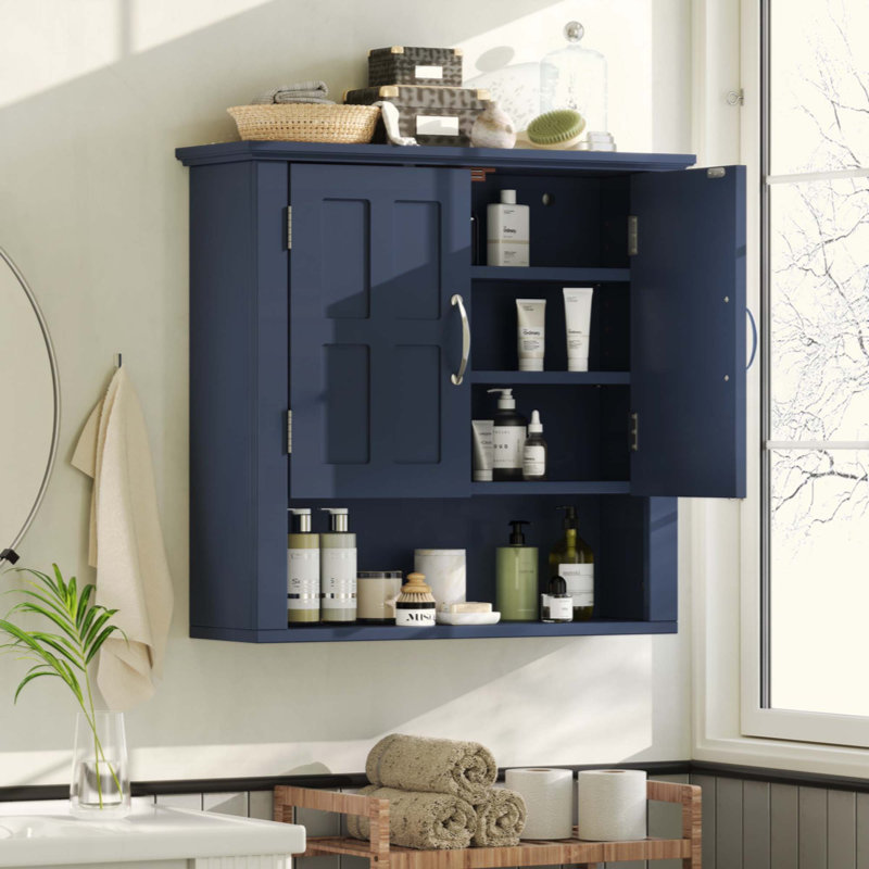 Armoire de rangement murale pour salle de bain, armoire murale multifonctionnelle avec tablettes réglables, armoire à pharmacie pour la salle de lavage et la cuisine et le salon