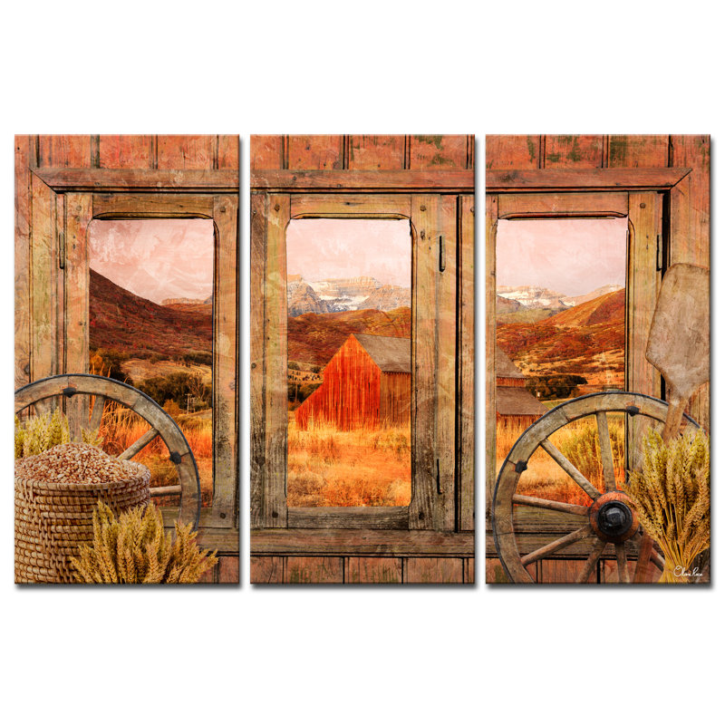 « campagne »-3 pièces, impression sur toile tendue, H 40 po x l 60 po x p 2 po