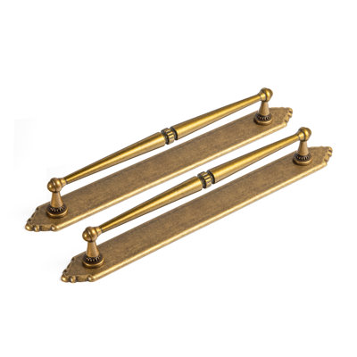 Vintage Ornate Backplate G024 Drawer Pull - Antique Brass, Decorative Detailed Handle For Cabinets & Furniture