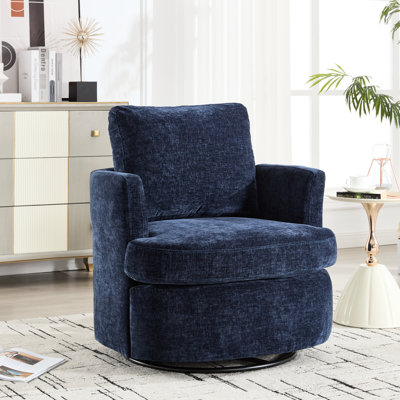 Chaise pivotante bleue à 360 degrés, tissu chenille doux, respirant et durable, tourne-disque, assemblage rapide, idéal pour la décoration de bureau, dimensions de 32,15 po, rotation de 59,19 lb,
