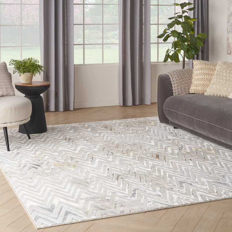 Tapis multicolore à chevrons Glitz, Rectangle 7 pi 10 po x 9 pi 10 po