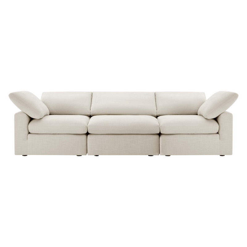 Asher 3 - Piece 89'' Upholstered Modular Sofa, Ivory