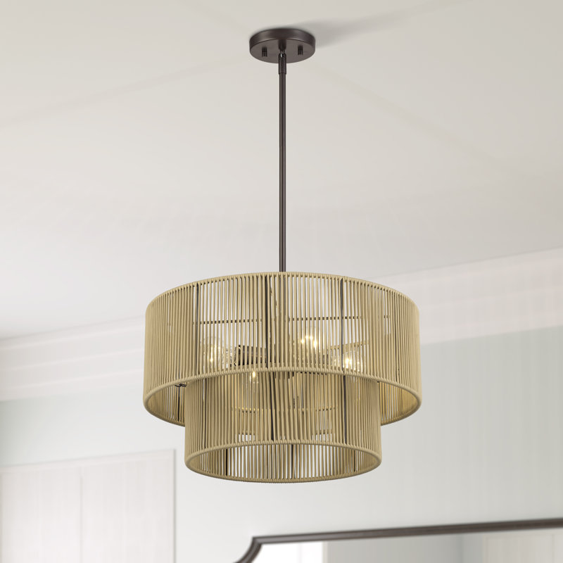 Lustre suspendu 4 lumières Asllan, Bronze, Doré