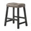 Ensemble de tabouret de bar rustique en bois de 2 à 25 pouces avec siège en cuir brun, finition vieillie et structure robuste