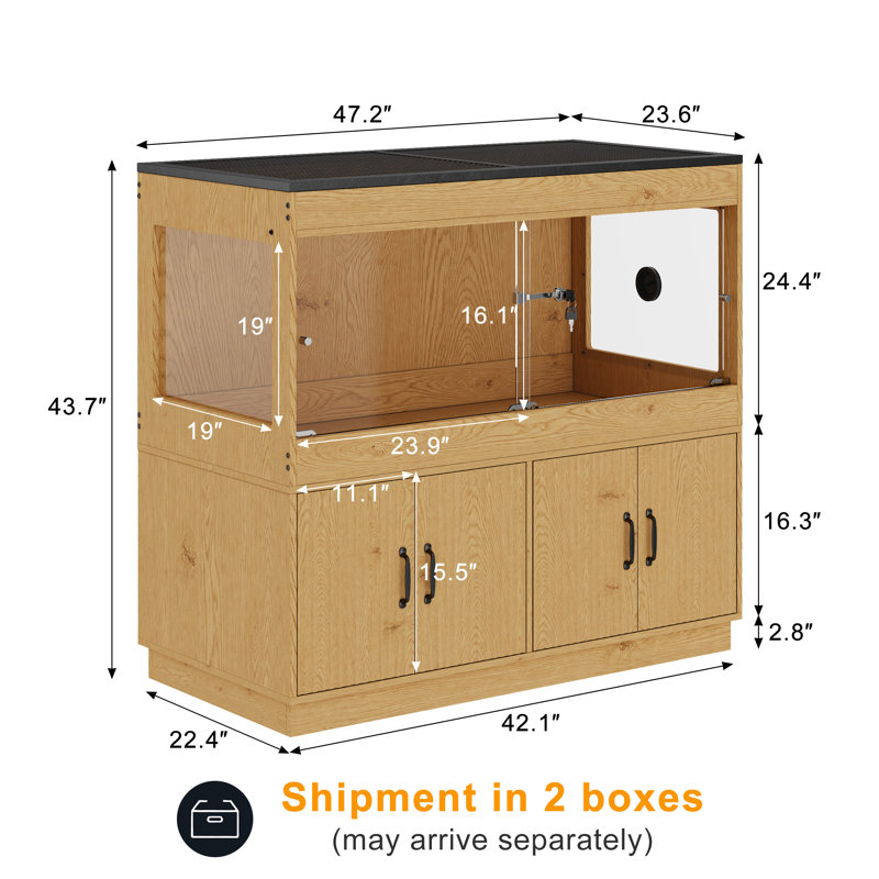 Terrarium 120 gallons avec support 4X2X2 et armoire de rangement
